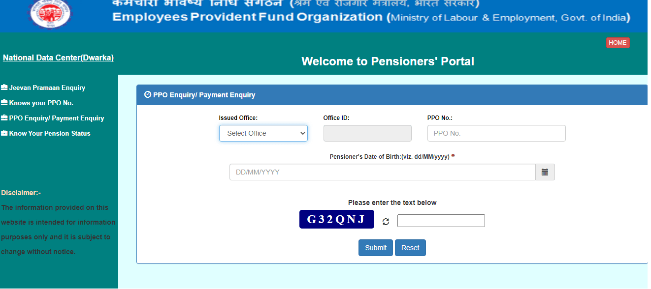 ppo-enquiry-payment-enquiry-employee-provident-pension-scheme